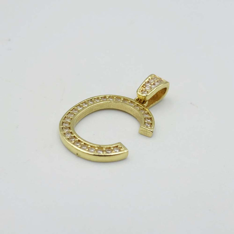 14ct Yellow Gold Cubic Zirconia Initial C Pendant