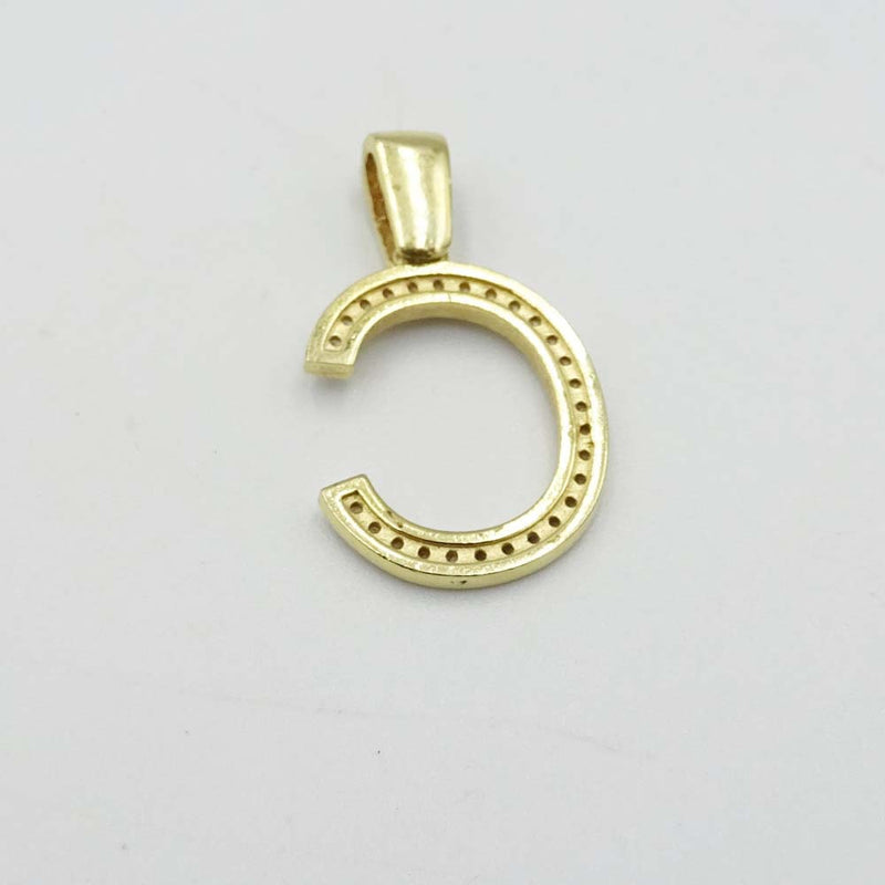 14ct Yellow Gold Cubic Zirconia Initial C Pendant