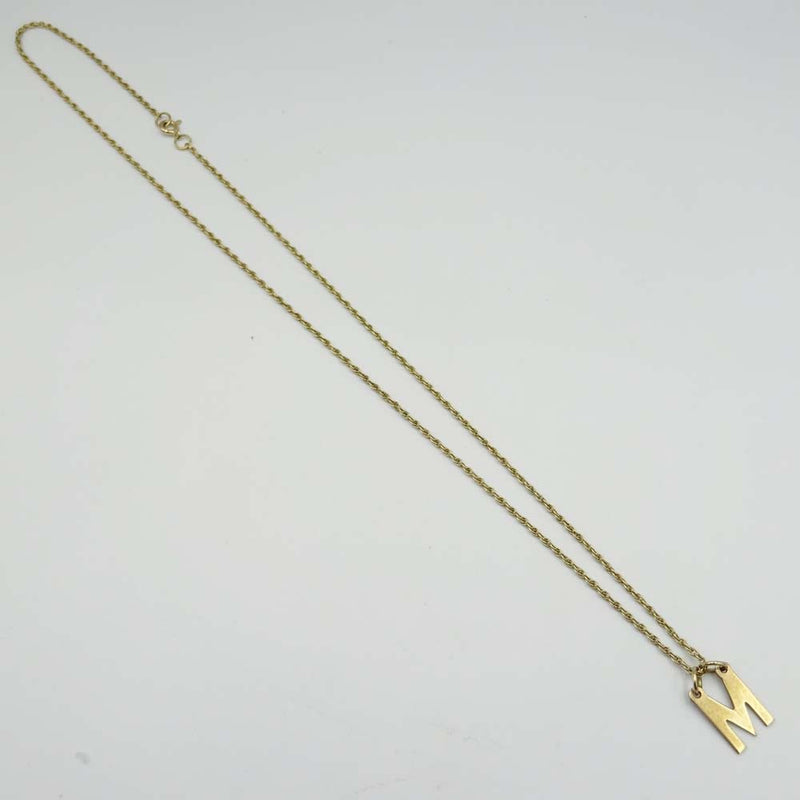 9ct Yellow Gold Initial 'M' Rope Chain Necklace 18"