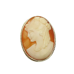 9ct Gold Cameo Vintage Oval 34mm Brooch Pendant 9g - Richard Miles Jewellers