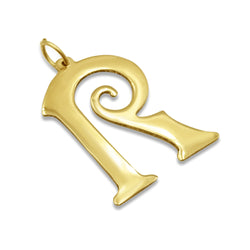 9ct Yellow Gold Fancy R Large Initial Pendent