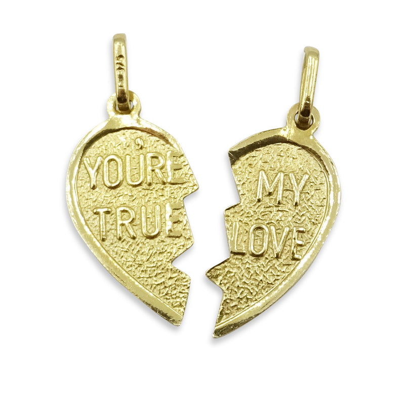 9ct Yellow Gold True Love Pendant Pair