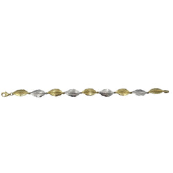 9ct 2 Colour Yellow White Gold Unique Leaf Ladies Bracelet 7.5inch 8.3g - Richard Miles Jewellers