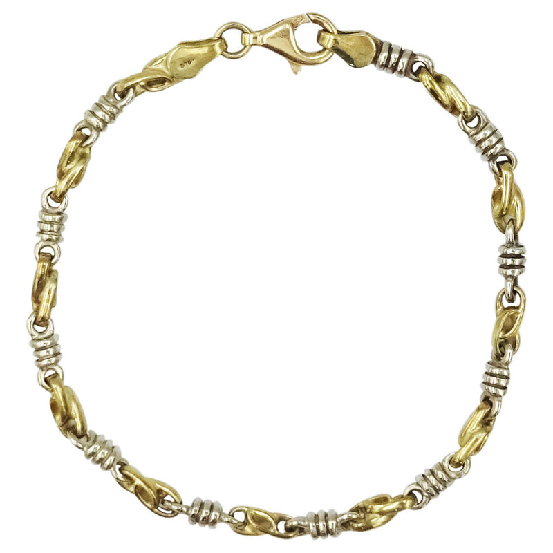 9ct Yellow White Gold Twist Solid Ladies Bracelet 7.25inch 8.8g - Richard Miles Jewellers