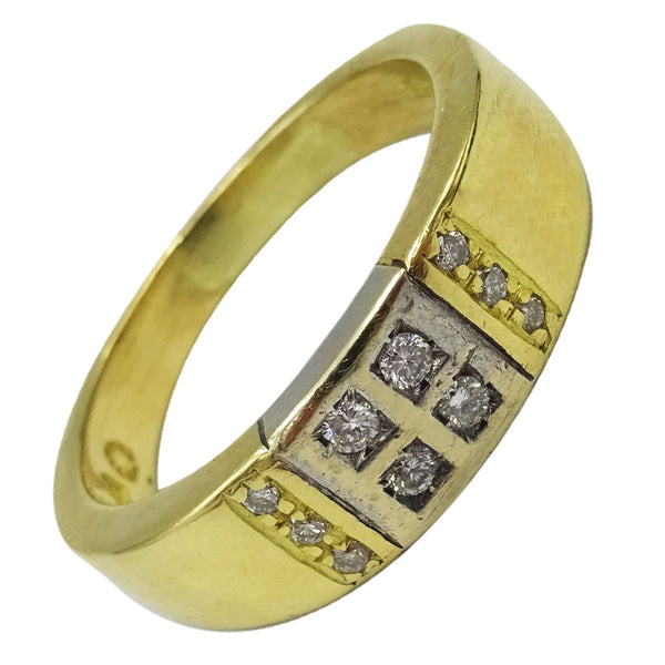 18ct Yellow Gold 0.15ct Diamond Men's Quality Ring Size R 6.4g 6.3mm - Richard Miles Jewellers