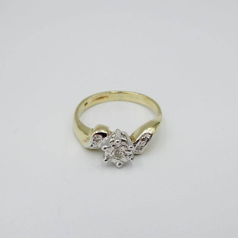 9ct Yellow Gold Fancy  0.03ct Diamond Cluster Ladies Ring Size Size K 2.4g - Richard Miles Jewellers