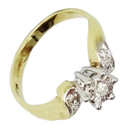 9ct Yellow Gold Fancy  0.03ct Diamond Cluster Ladies Ring Size Size K 2.4g - Richard Miles Jewellers