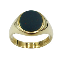 9ct Yellow Gold Gents Bloodstone Signet Ring Size V 1/2 - Richard Miles Jewellers