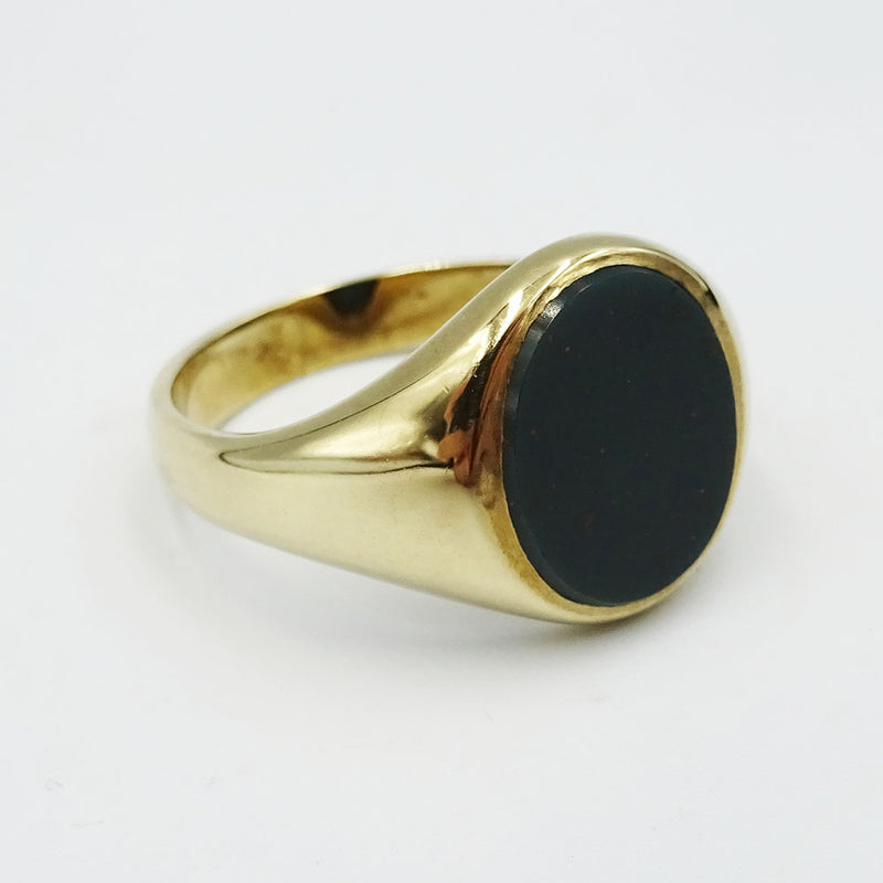 9ct Yellow Gold Gents Bloodstone Signet Ring Size V 1/2 - Richard Miles Jewellers