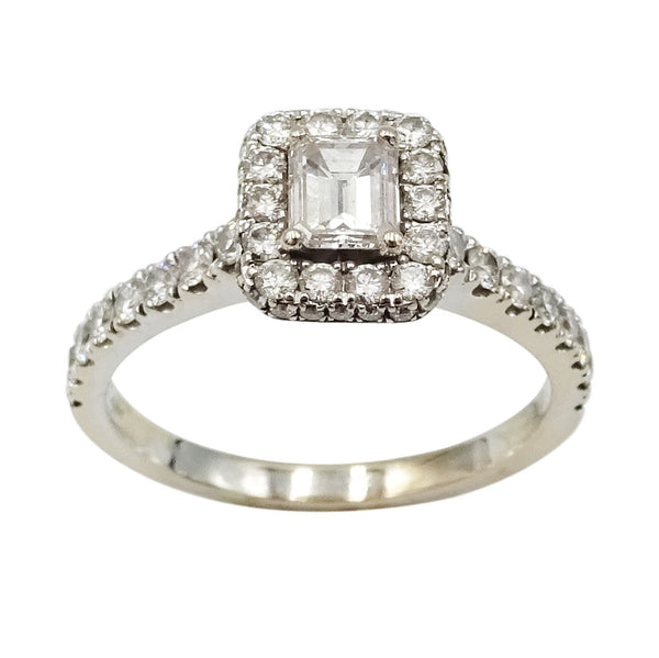 14ct White Gold Emerald Cut Diamond Halo Engagement Ring 'Neil Lane' 1.39ct 4.6g - Richard Miles Jewellers