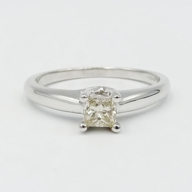 18ct White Gold Princess Cut Diamond Solitaire Ring Size N 0.33ct - Richard Miles Jewellers