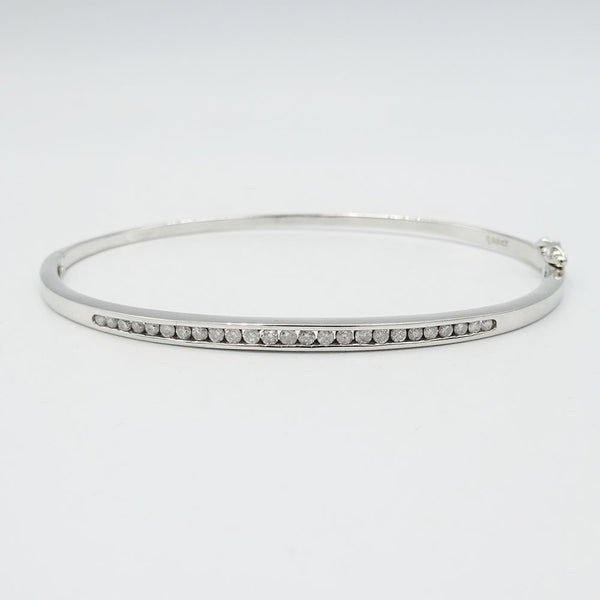 9ct White Gold Diamond Bangle Ladies Chanel Set 0.50ct - Richard Miles Jewellers