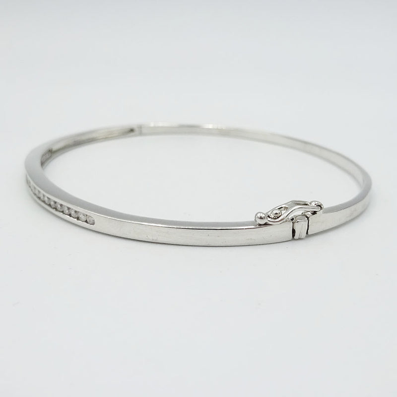 9ct White Gold Diamond Bangle Ladies Chanel Set 0.50ct - Richard Miles Jewellers