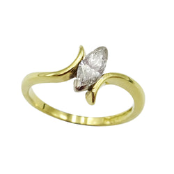 18ct Yellow Gold Ladies Marquise Diamond 0.30ct Ring Size I - Richard Miles Jewellers