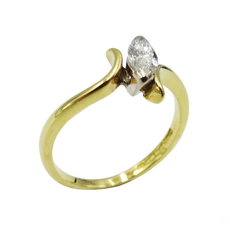 18ct Yellow Gold Ladies Marquise Diamond 0.30ct Ring Size I - Richard Miles Jewellers