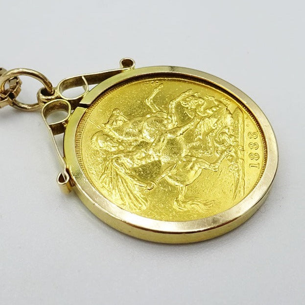 22ct 1888 Queen Victoria Full Sovereign & 9ct mount 9.46g (chain not included) - Richard Miles Jewellers