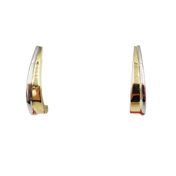 9ct Two Colour Gold Curved Ladies Stud Earrings - Richard Miles Jewellers