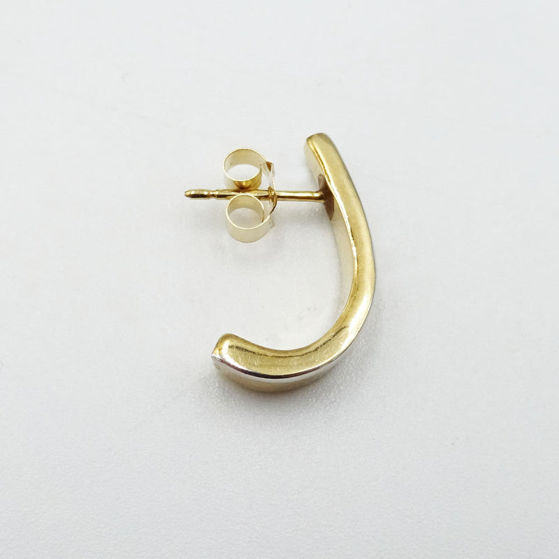 9ct Two Colour Gold Curved Ladies Stud Earrings - Richard Miles Jewellers