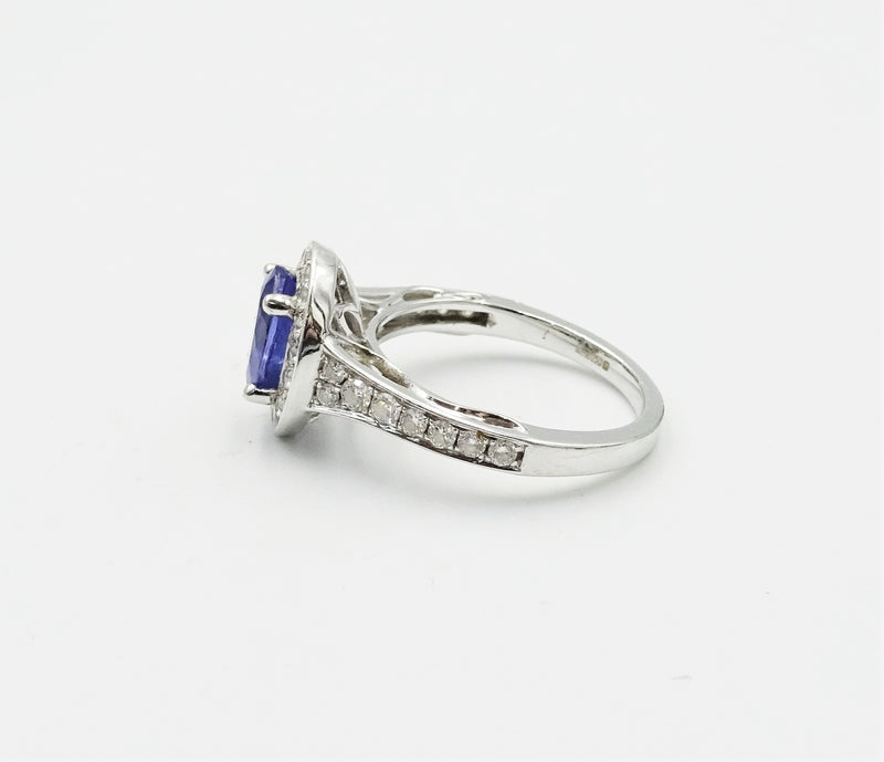 18ct White Gold Tanzanite and Diamond Ring