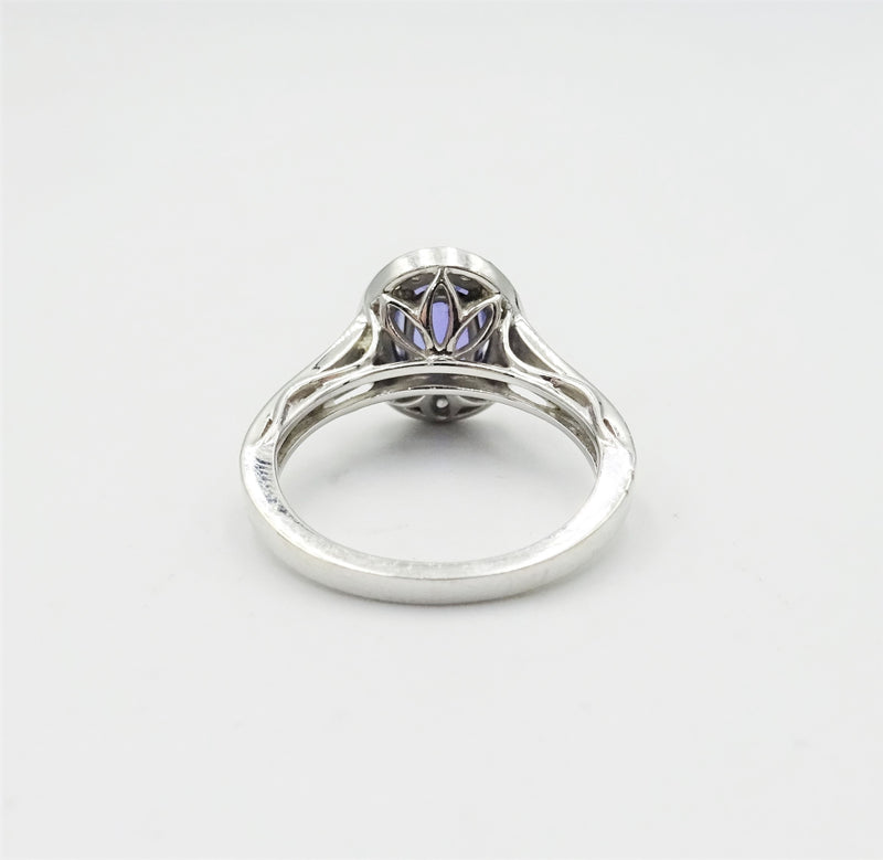 18ct White Gold Tanzanite and Diamond Ring