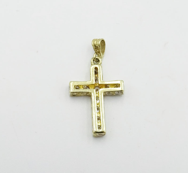 9ct Gold CZ Cross Pendant