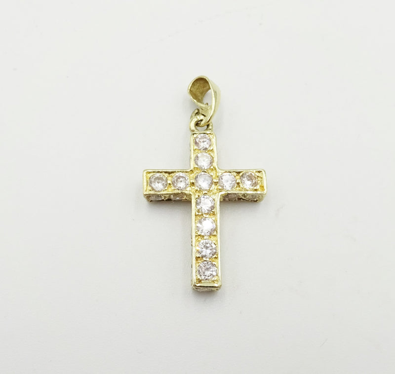 9ct Gold CZ Cross Pendant