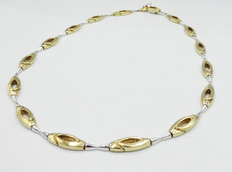 9ct Two Coloured Gold Oval Necklace