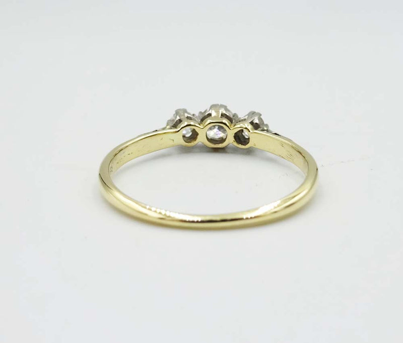 18ct Gold Three Stone Vintage Diamond 0.50ct Ring