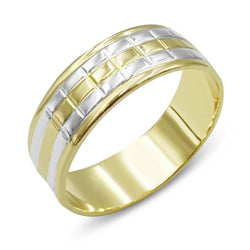 14ct 2 Coloured Gold Wedding Band Mens
