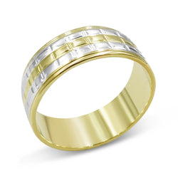 14ct 2 Coloured Gold Wedding Band Ladies