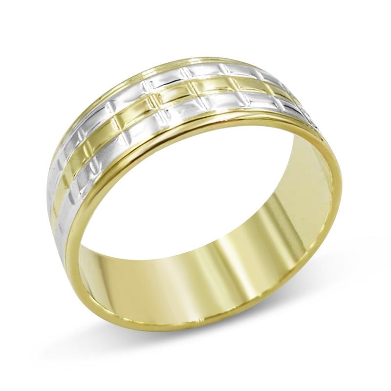 14ct 2 Coloured Gold Wedding Band Ladies