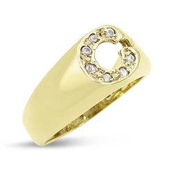 9ct Gold CZ Initial C Ring Size P