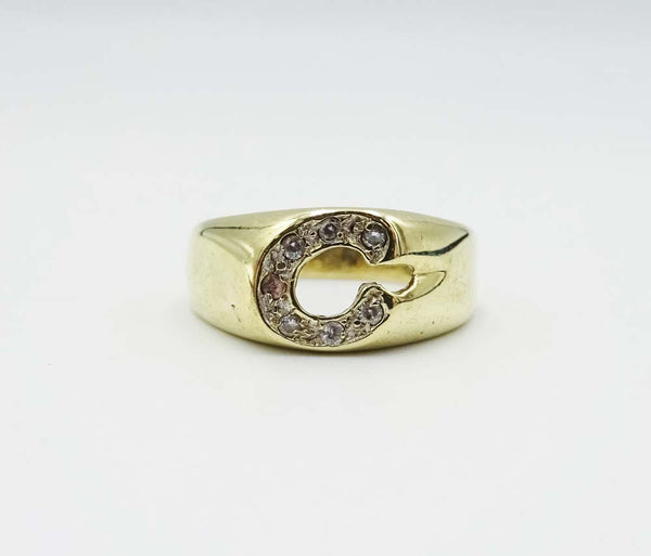 9ct Gold CZ Initial C Ring Size P