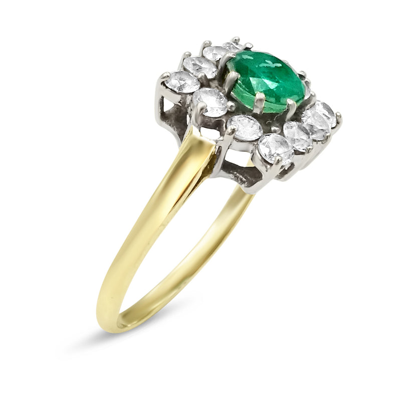 9ct Gold CZ and Green Stone Cluster Ring