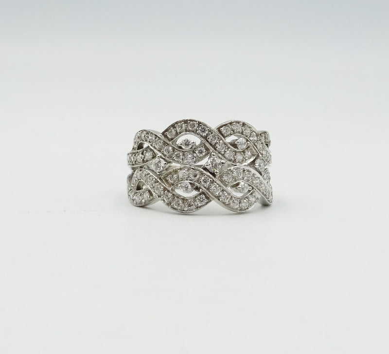 18ct White Gold Ladies CZ Cluster Ring