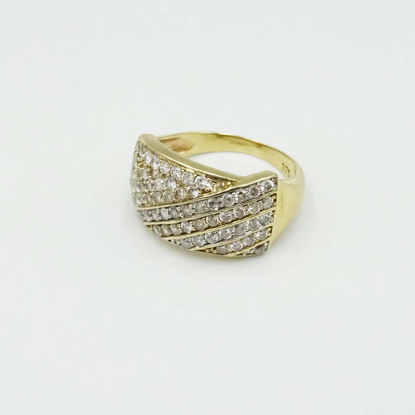 9ct Yellow Gold Cubic Zirconia Cluster Ring Size M 1/2