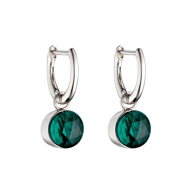 Fiorelli Silver Rose Cut Green Nano Crystal Drop Earrings E5839G