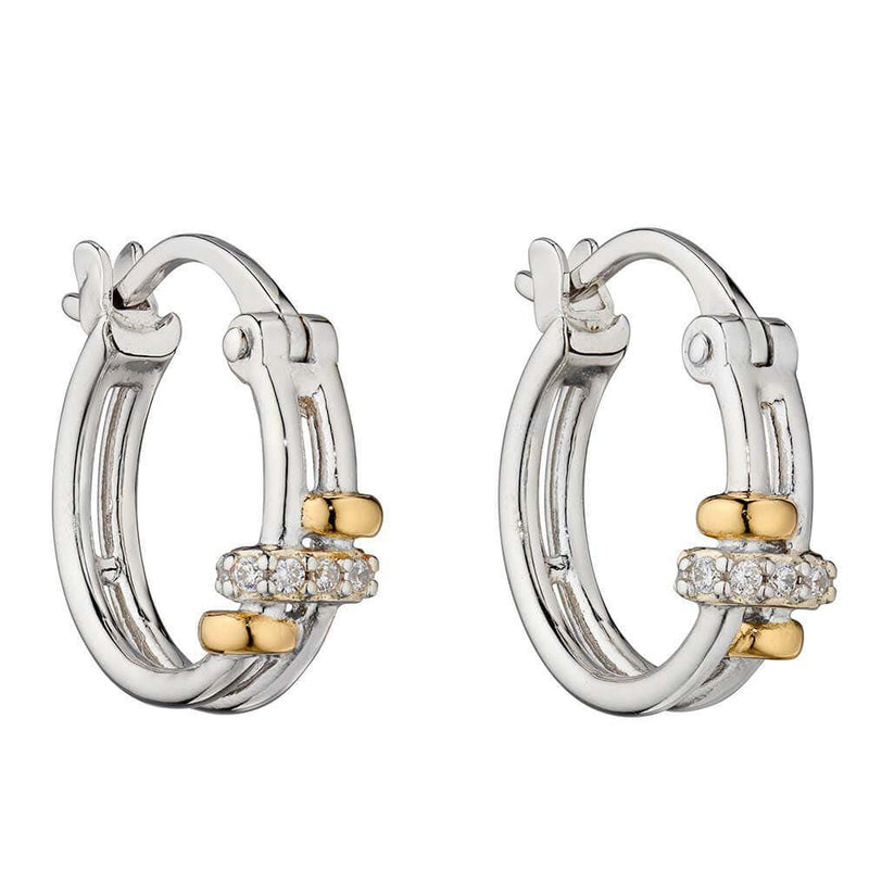 Fiorelli Silver Cubic Zirconia Crossed Hoop Earrings E5957C