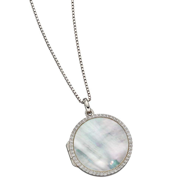 Fiorelli Silver CZ Mother of Pearl Locket P4897W