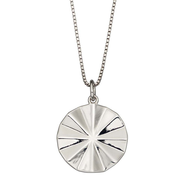 Fiorelli Silver Bevel Cut Disc Necklace P4903