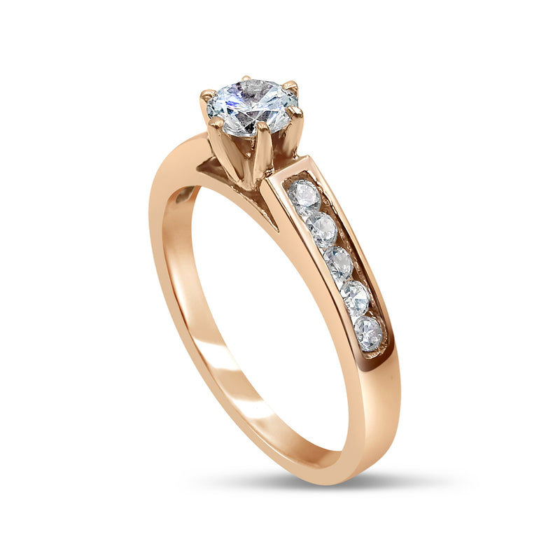 18ct Rose Gold 750 Hall Marked CZ Claw Set Centre Stone Ladies Ring Size N 3.2g - Richard Miles Jewellers