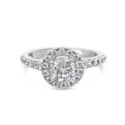 18ct White Gold Cubic Zirconia Quality Halo Ladies Ring Size N 3.4g - Richard Miles Jewellers