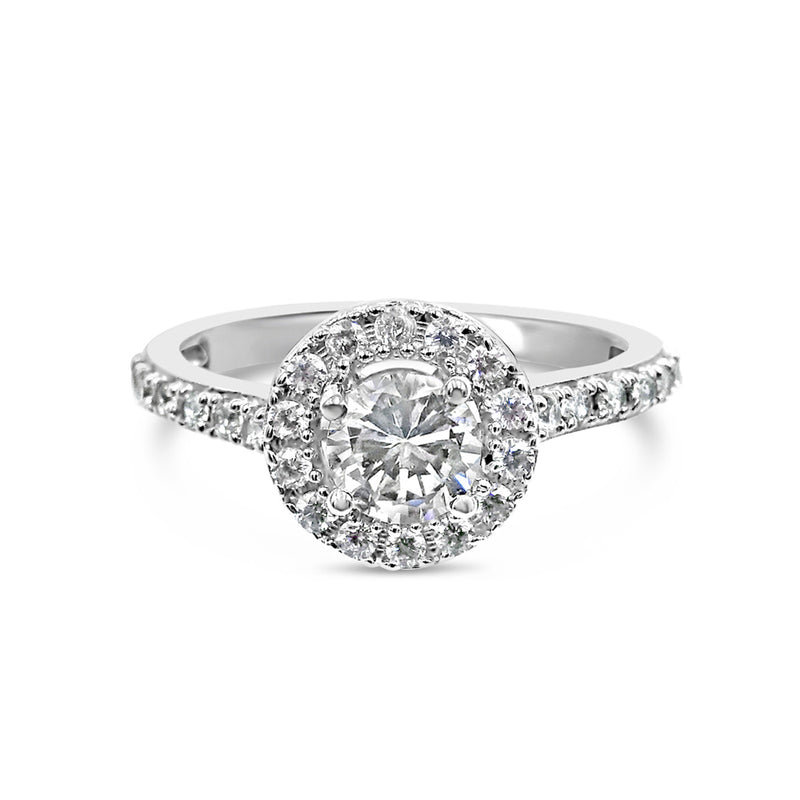 18ct White Gold Cubic Zirconia Quality Halo Ladies Ring Size N 3.4g - Richard Miles Jewellers
