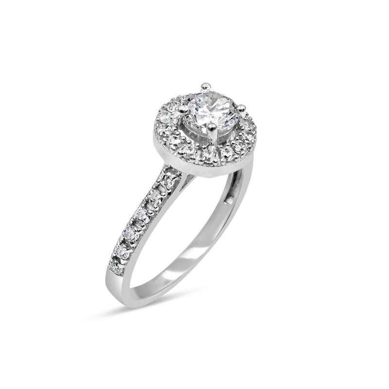18ct White Gold Cubic Zirconia Quality Halo Ladies Ring Size N 3.4g - Richard Miles Jewellers