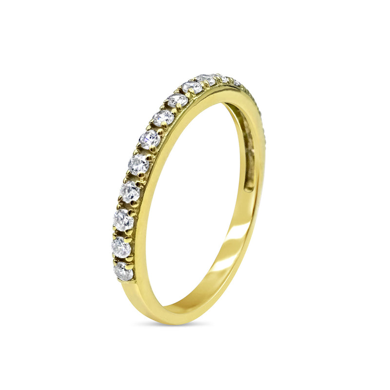18ct Yellow Gold Claw Set Cubic Zirconia Half Eternity Ring Size N 1/2 2.5g - Richard Miles Jewellers