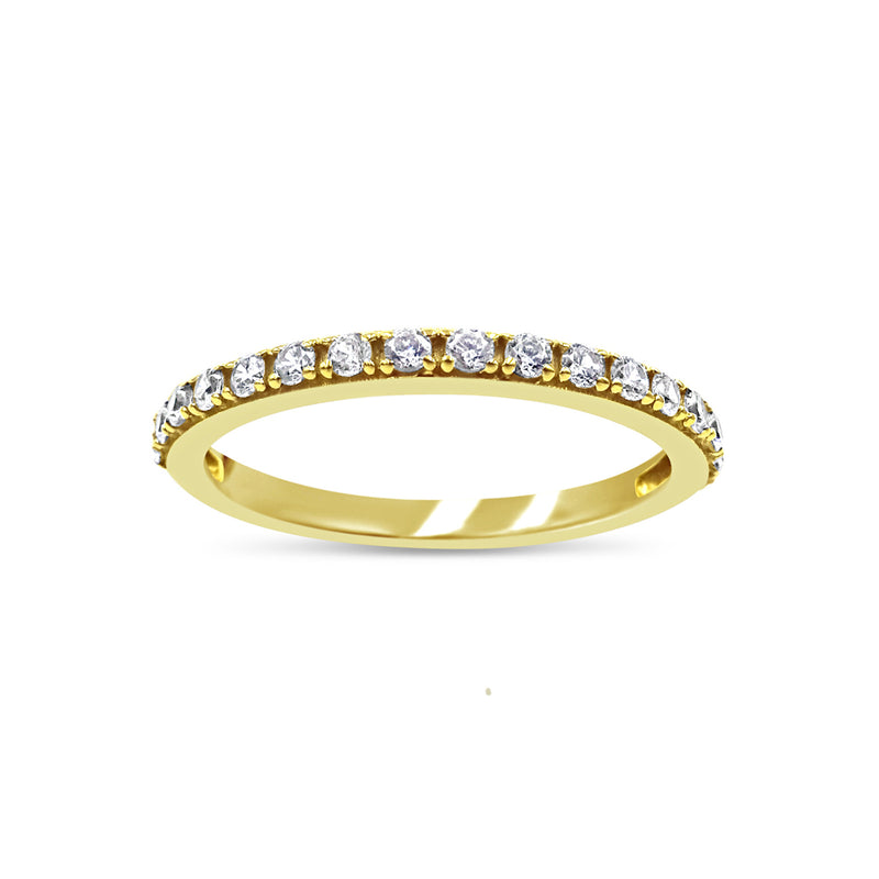 18ct Yellow Gold Claw Set Cubic Zirconia Half Eternity Ring Size N 1/2 2.5g - Richard Miles Jewellers