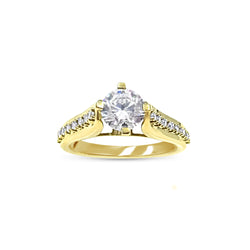 18ct Yellow Gold 750 UK Hall Marked CZ Engagement Ring Shoulder Detailing Size O - Richard Miles Jewellers
