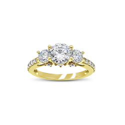 18ct Yellow Gold Cubic Zirconia 3 Stone Centre and Sparkly Shoulders Size O 3.6g - Richard Miles Jewellers