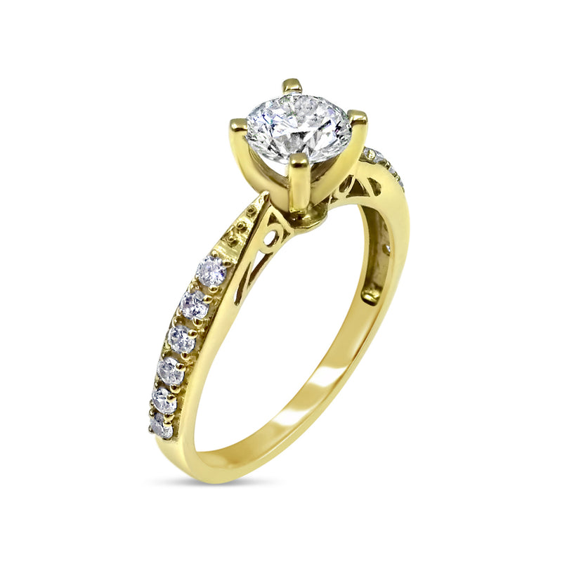 18ct Yellow Gold Claw Set Cubic Zirconia Sparkly Engagement Ring Size O 2.8g - Richard Miles Jewellers