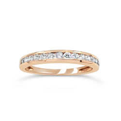 18ct Rose Gold Channel Set Cubic Zirconia Half Eternity Ring Size N 3mm 2g - Richard Miles Jewellers